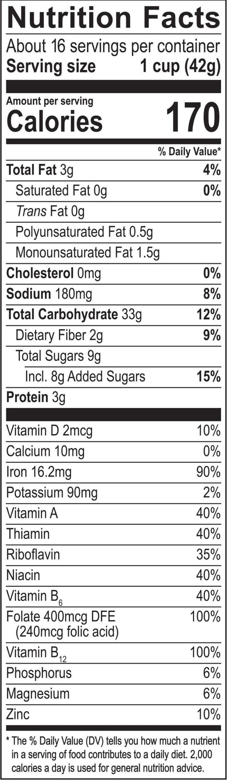 Honey Bunches of Oats with Almonds cereal nutrition facts panel