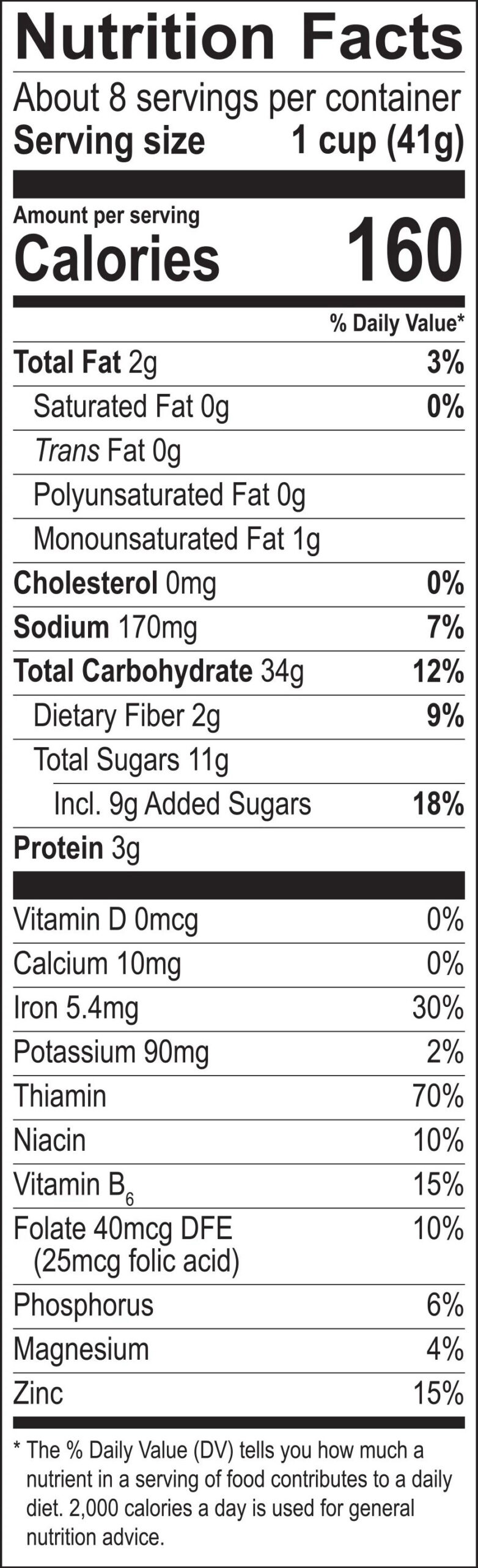 Honey Bunches of Oats with Real Strawberries cereal nutrition facts panel