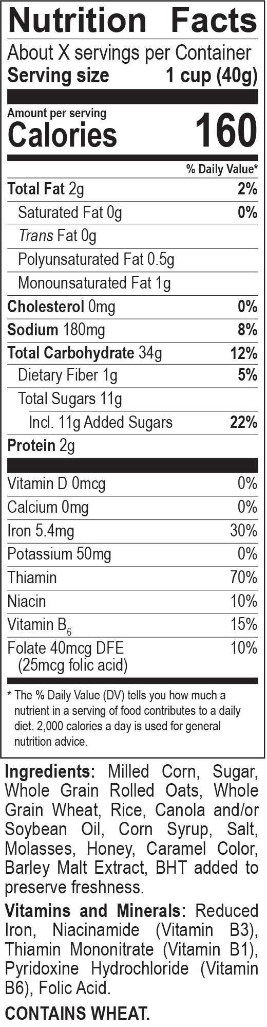 Frosted Honey Bunches of Oats Nutrition Facts