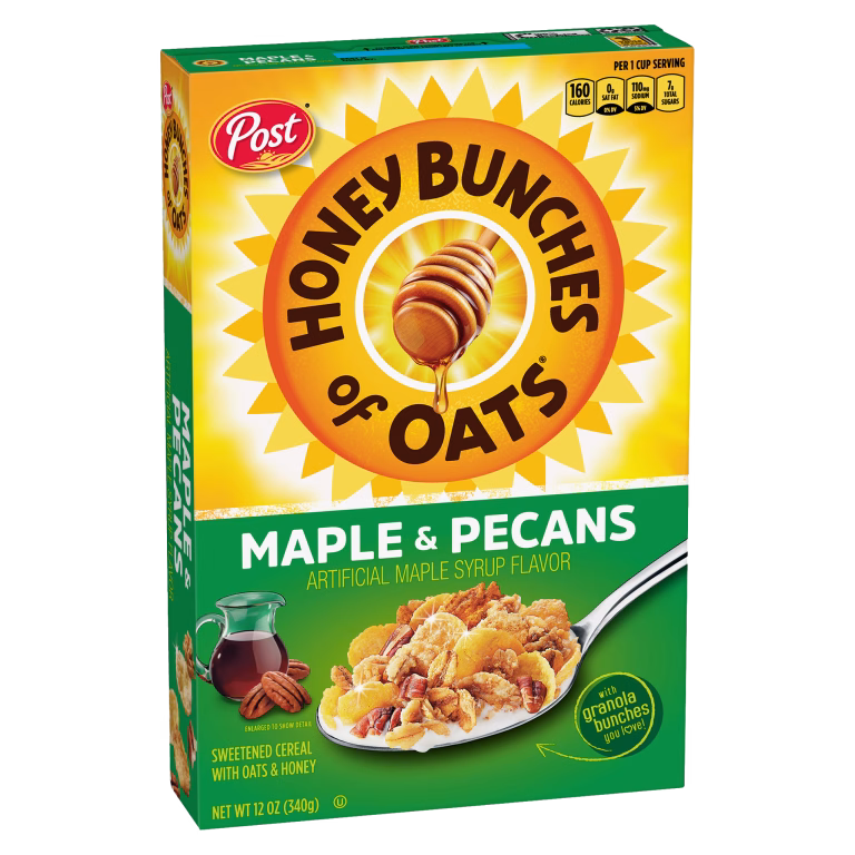 Honey Bunches of Oats™ Maple & Pecans cereal box